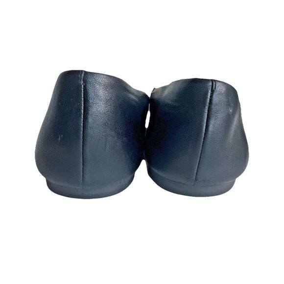 Tory Burch Claire Size 8.5 Black Nappa Leather Gold Tone Ballet Flats - Picture 4 of 12